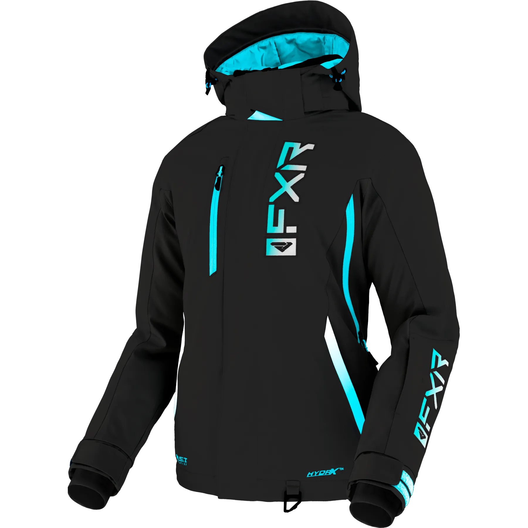 FXR Women's Evo FX Jacket Black/Sky Blue/White Fade