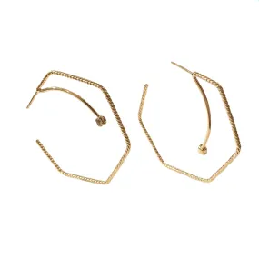 Gold Filled Wire Single Stone Hexagon Hoops