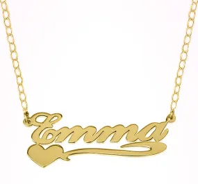 Gold Heart Name Necklace