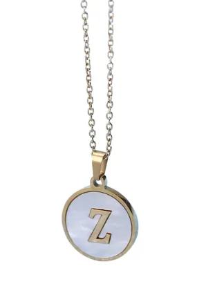 Gold Pearl Initial Necklace Z