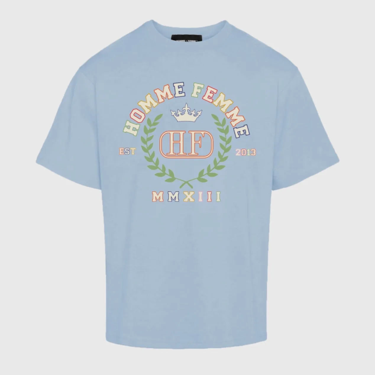 Homme Femme 10 Year Crest Tee In Sky Blue