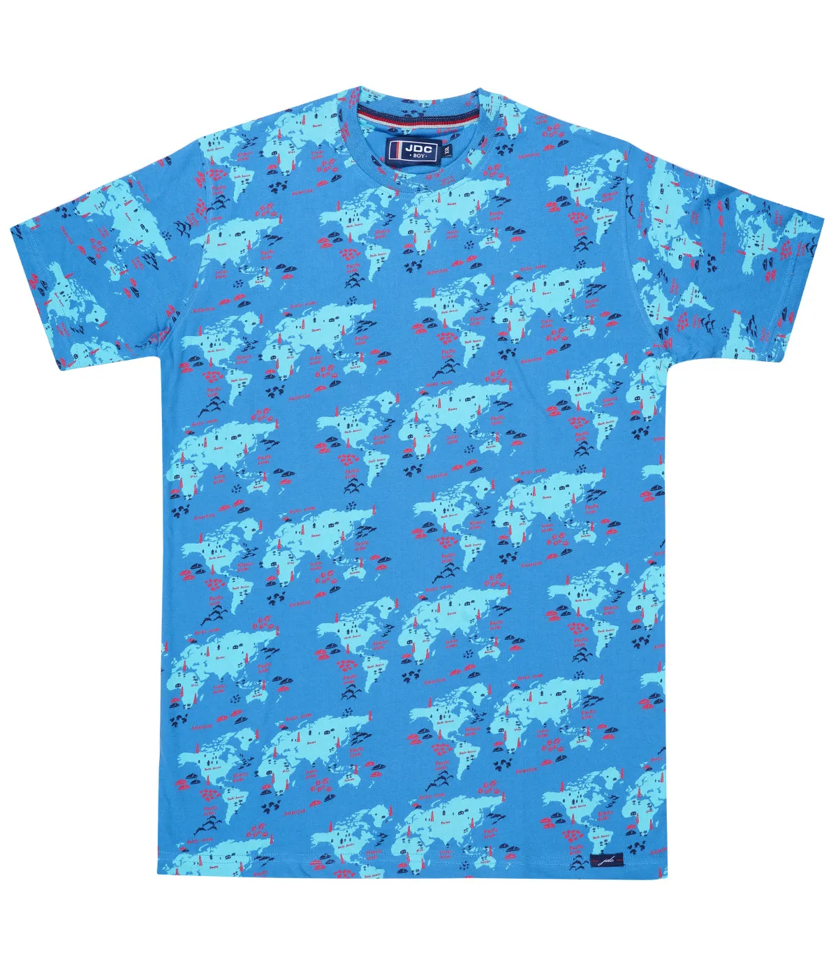 JDC Boy's Sea Blue Printed T-Shirt