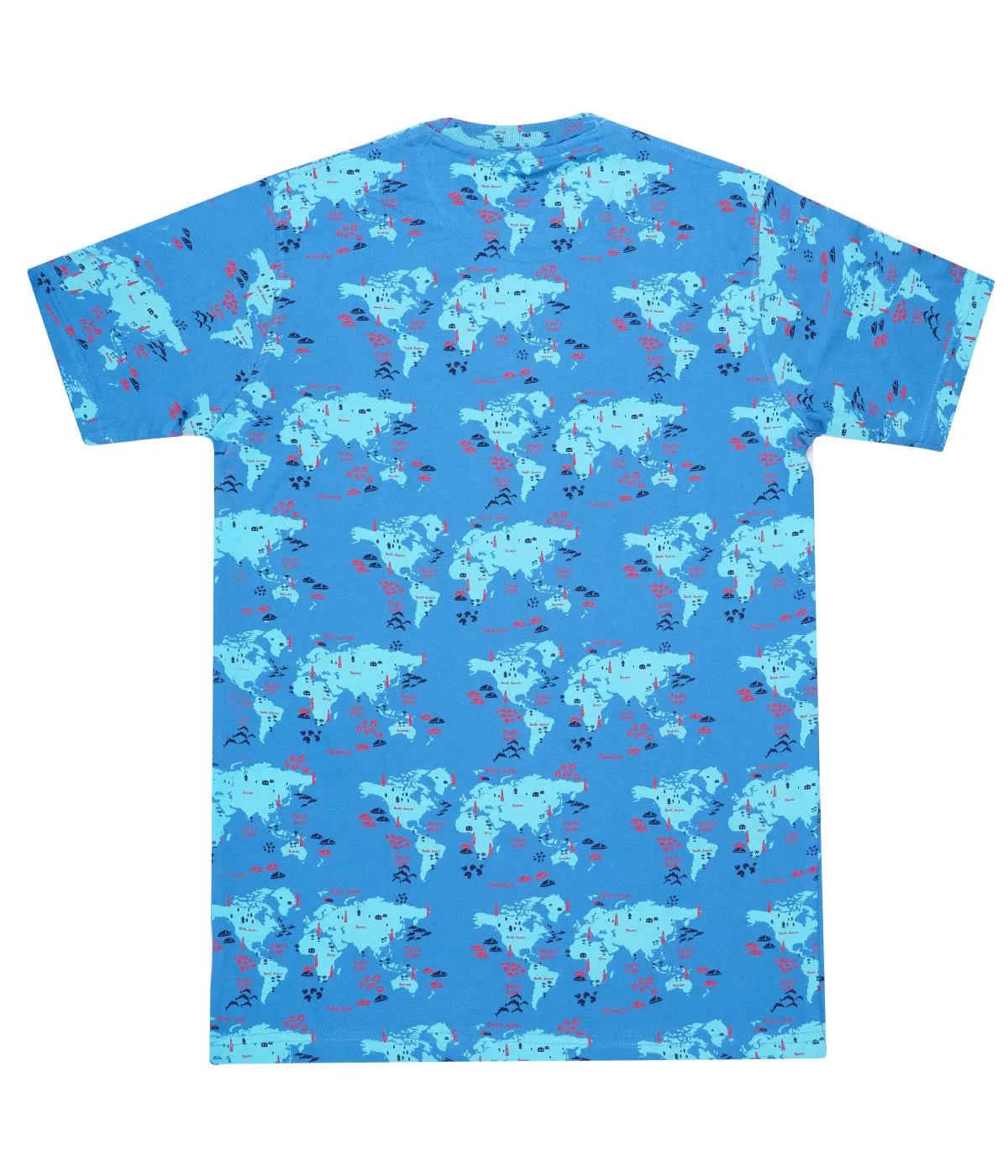 JDC Boy's Sea Blue Printed T-Shirt