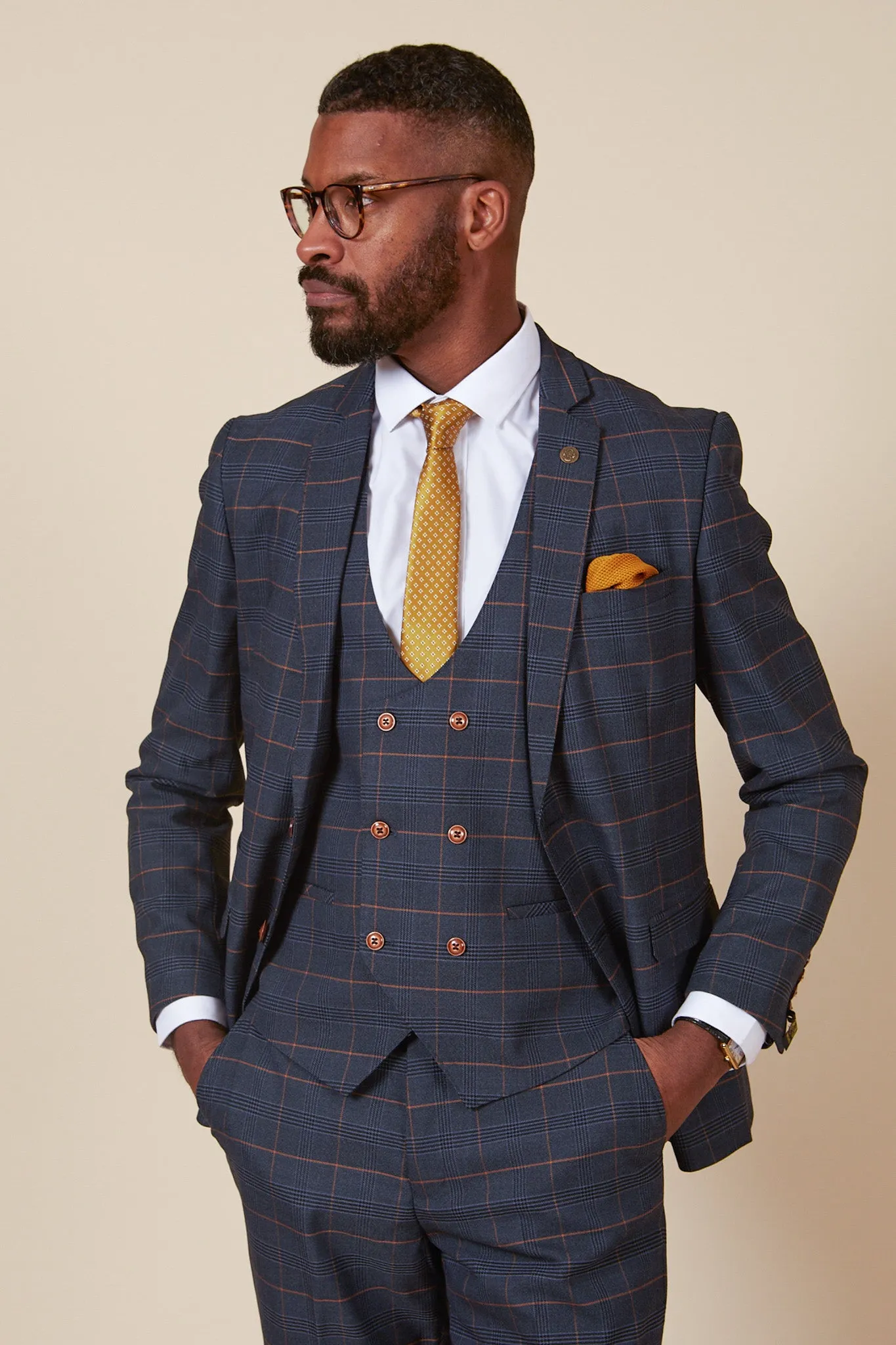 JENSON - Marine Navy Check Blazer