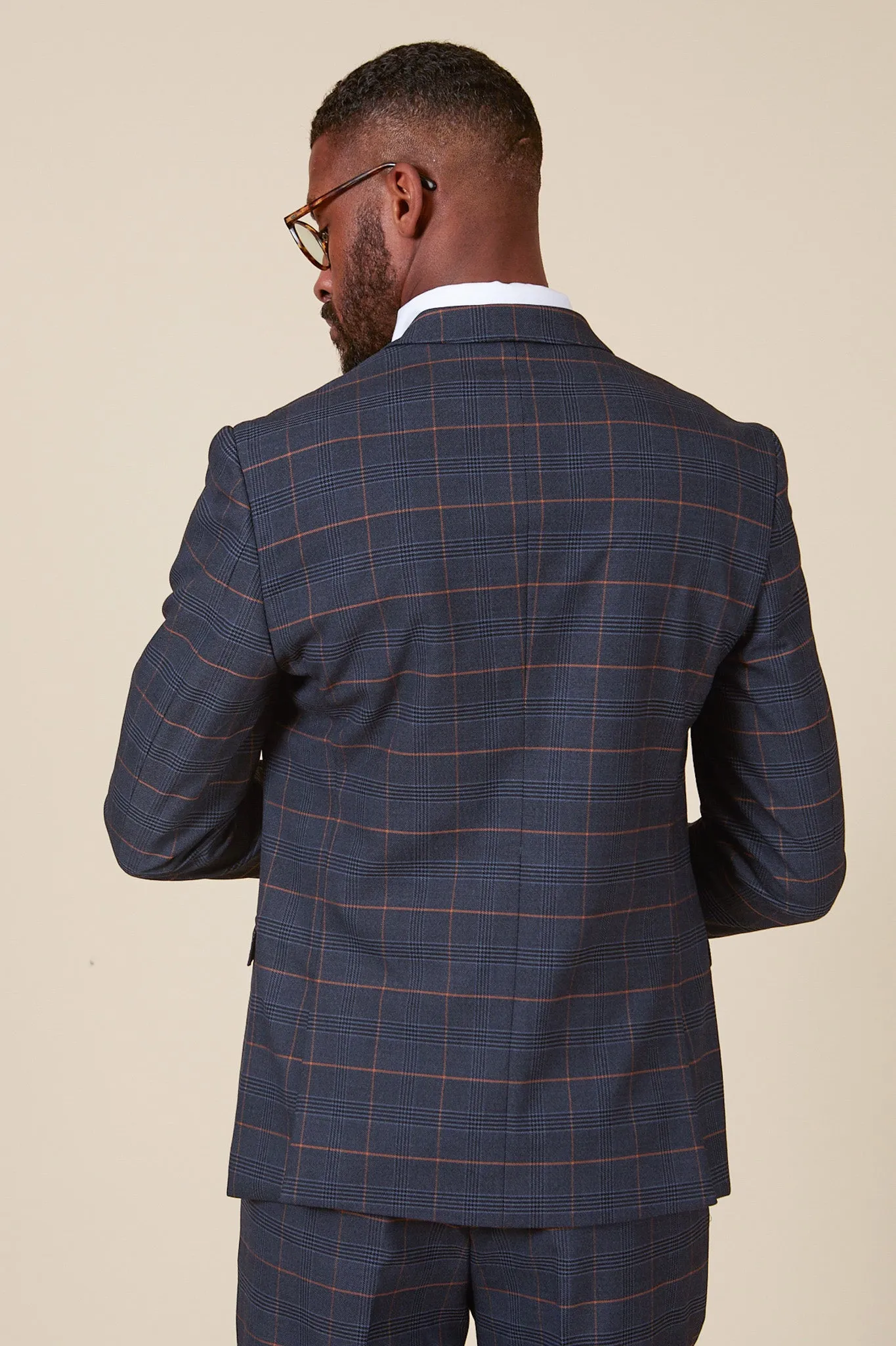 JENSON - Marine Navy Check Blazer