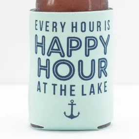 lake house can coozie, outdoors beer can coolie, happy hour at the lake drink holder