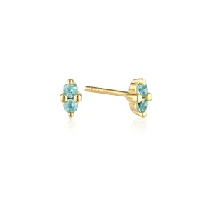 LINDA TAHIJA Birthstone Stud BLUE TOPAZ GOLD