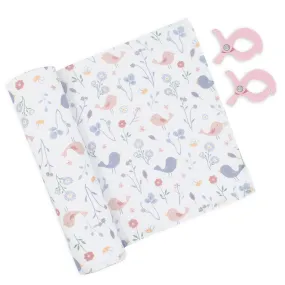 Living Textiles Muslin Swaddle & Pram Pegs - Birds