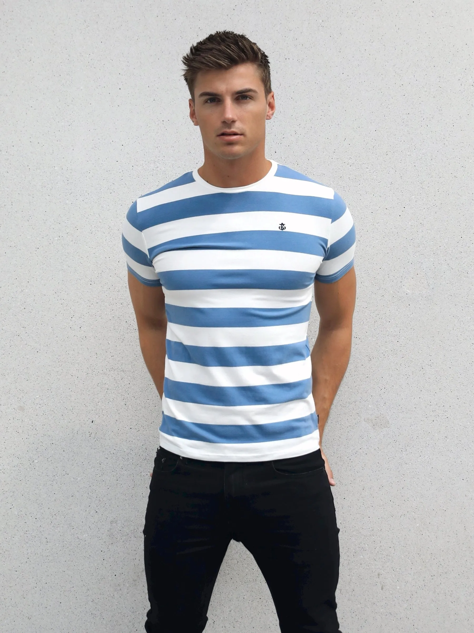 Loano Stripe T-Shirt - Mid Blue