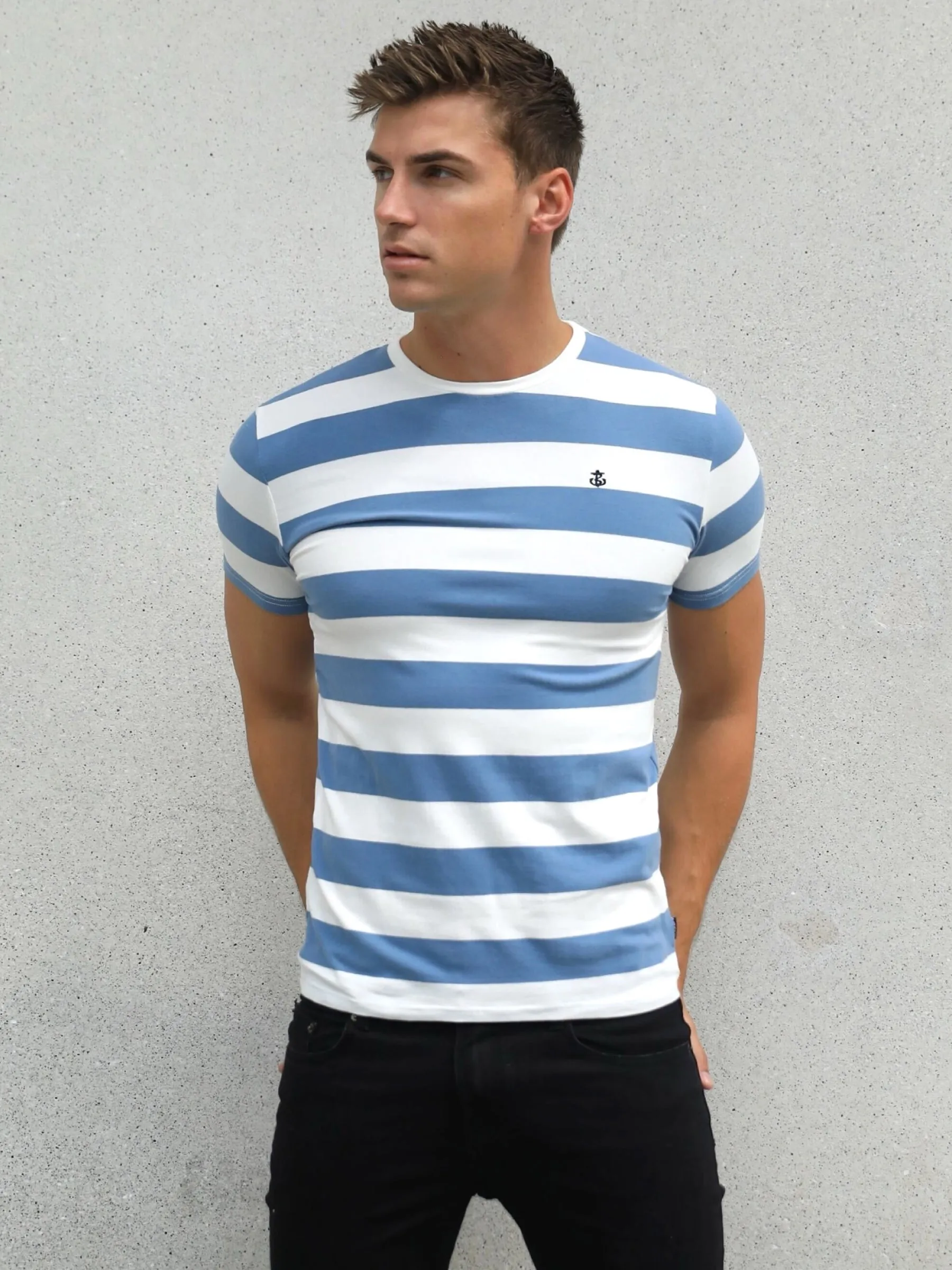 Loano Stripe T-Shirt - Mid Blue