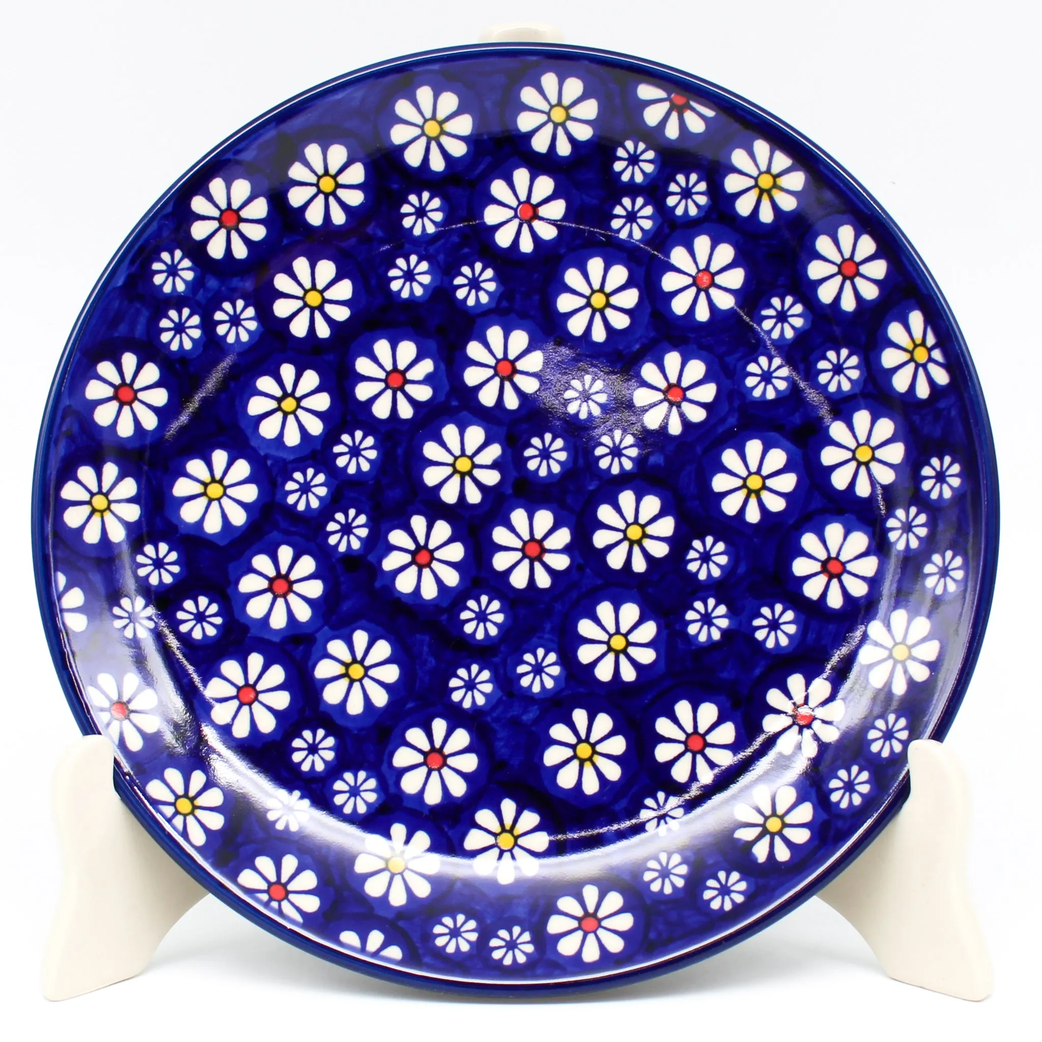 Luncheon Plate in Flowers on Blue