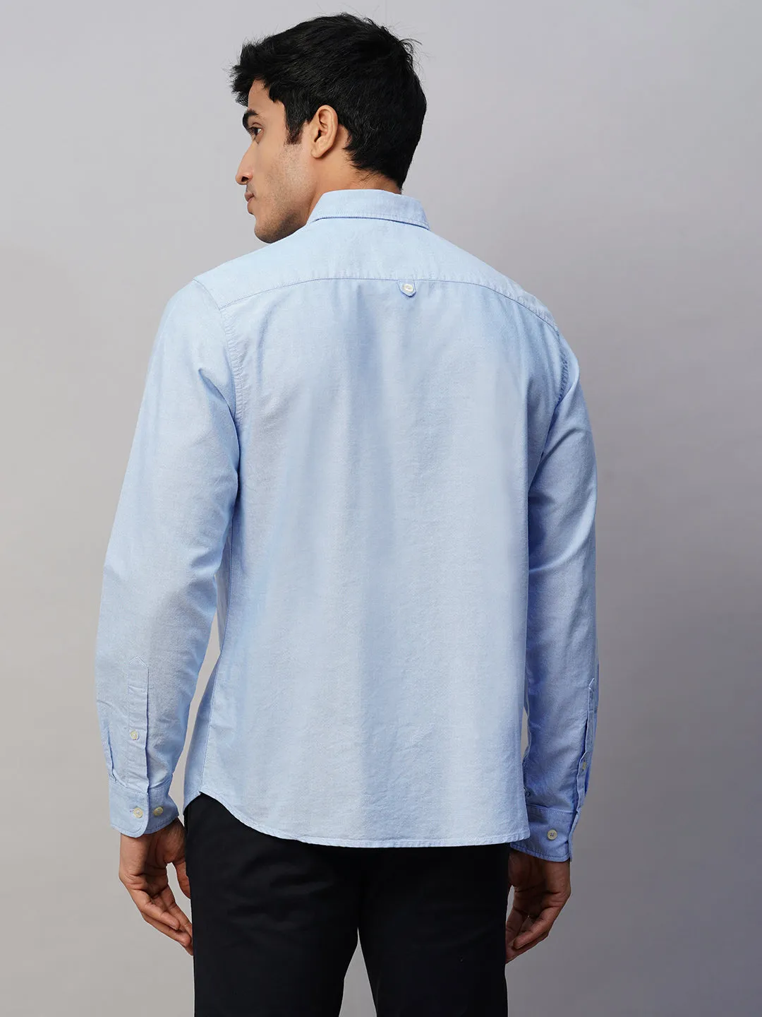 Men's Blue Cotton Regular Fit Shirt