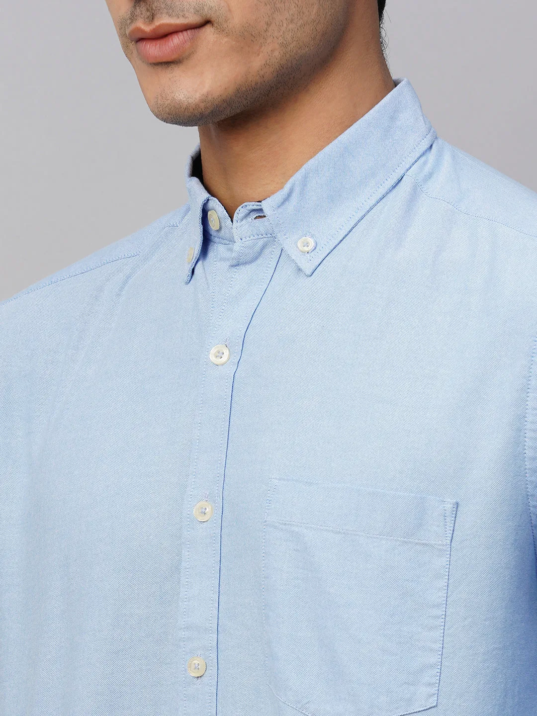 Men's Blue Cotton Regular Fit Shirt