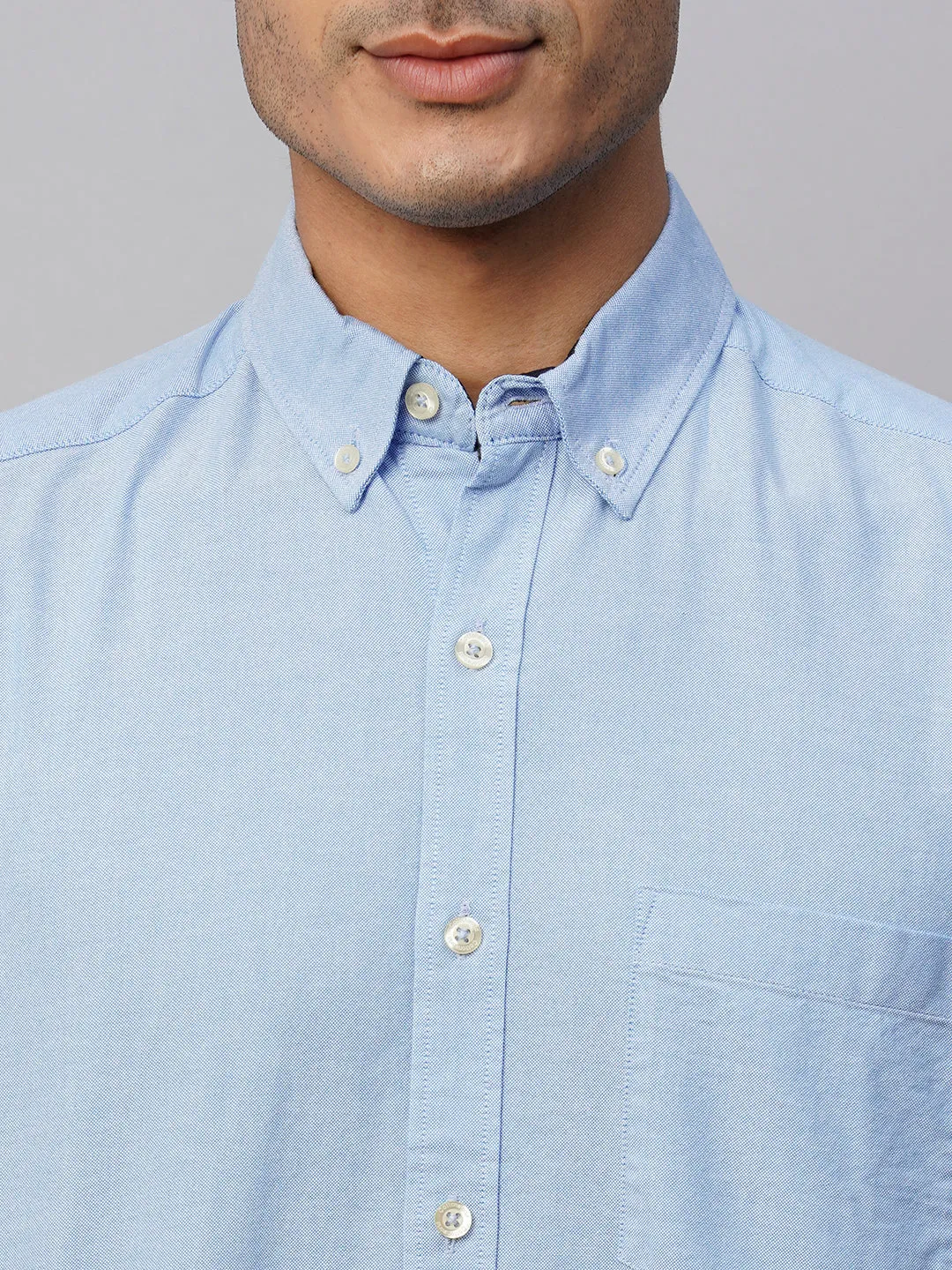 Men's Blue Cotton Regular Fit Shirt