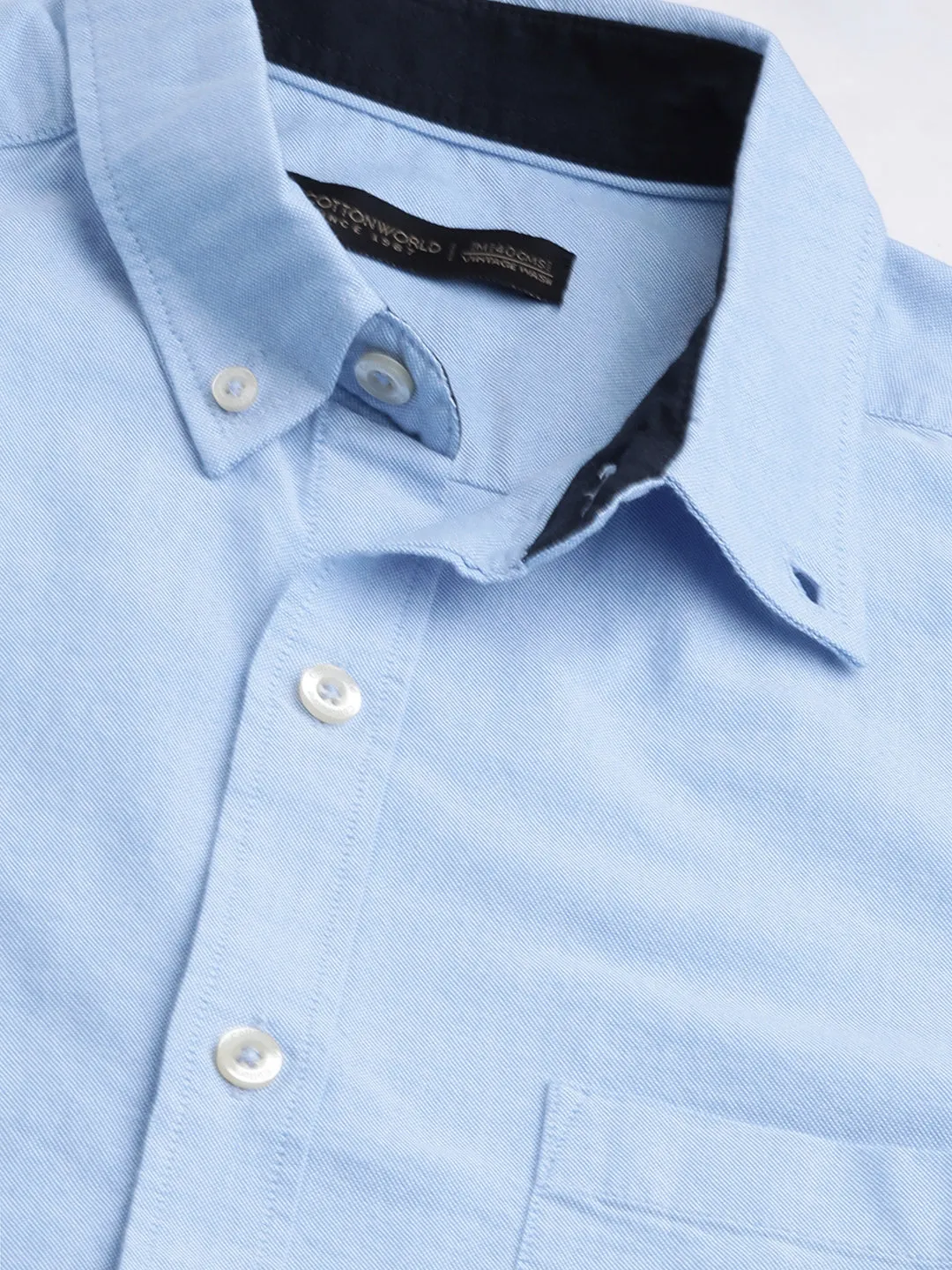 Men's Blue Cotton Regular Fit Shirt