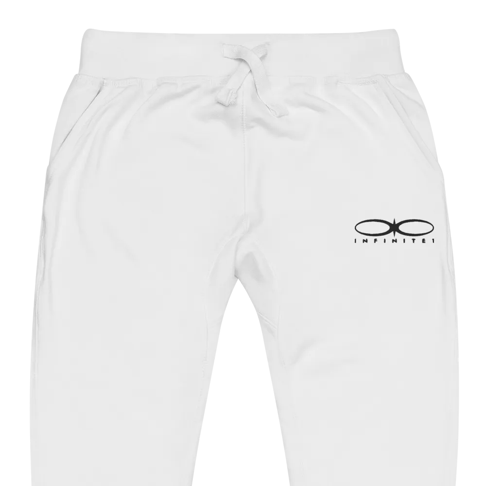 Men's Embroidered Logo White Fleece Sweatpants