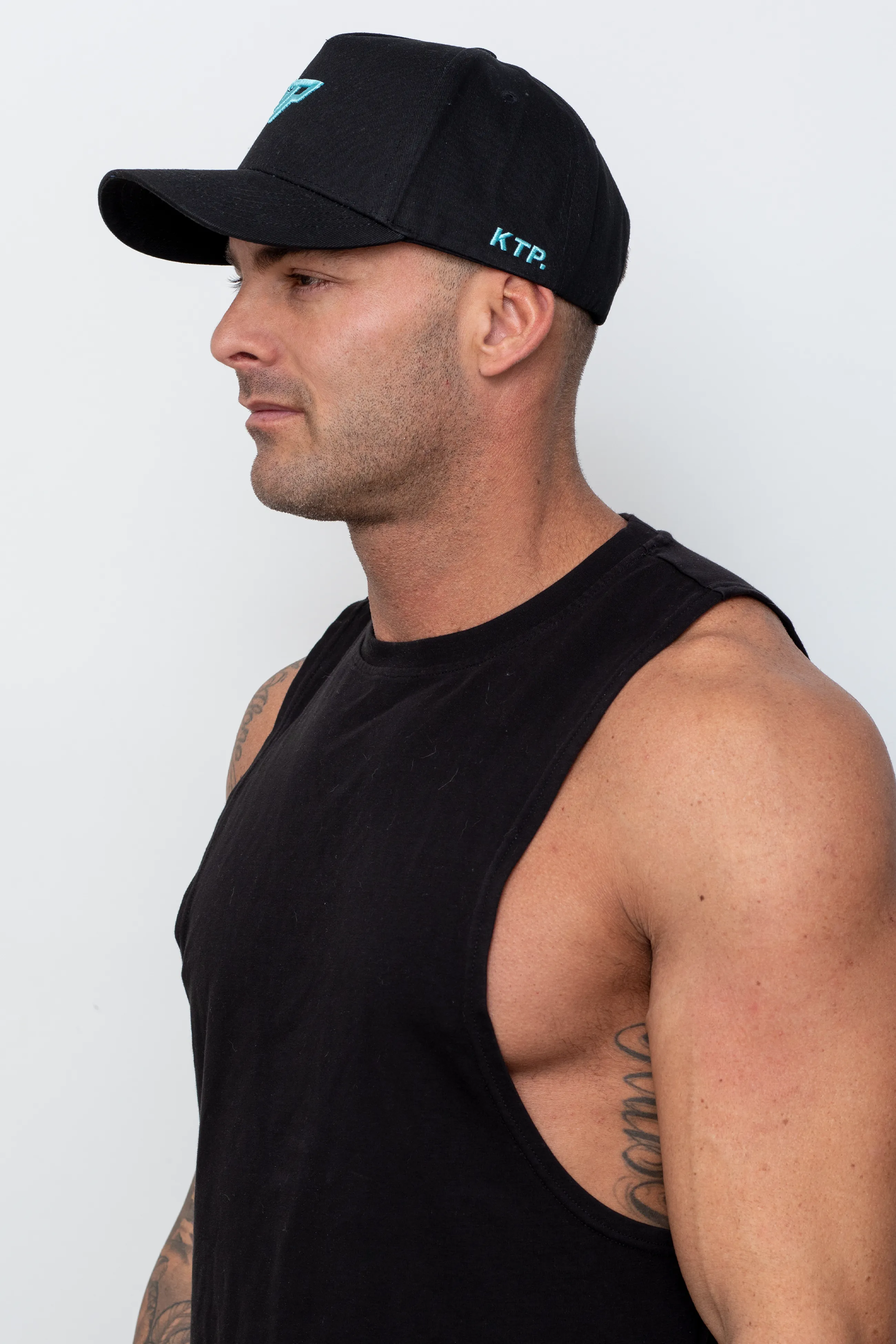 MEN'S KTP SNAPBACK HAT - BLACK WITH BLUE LOGO