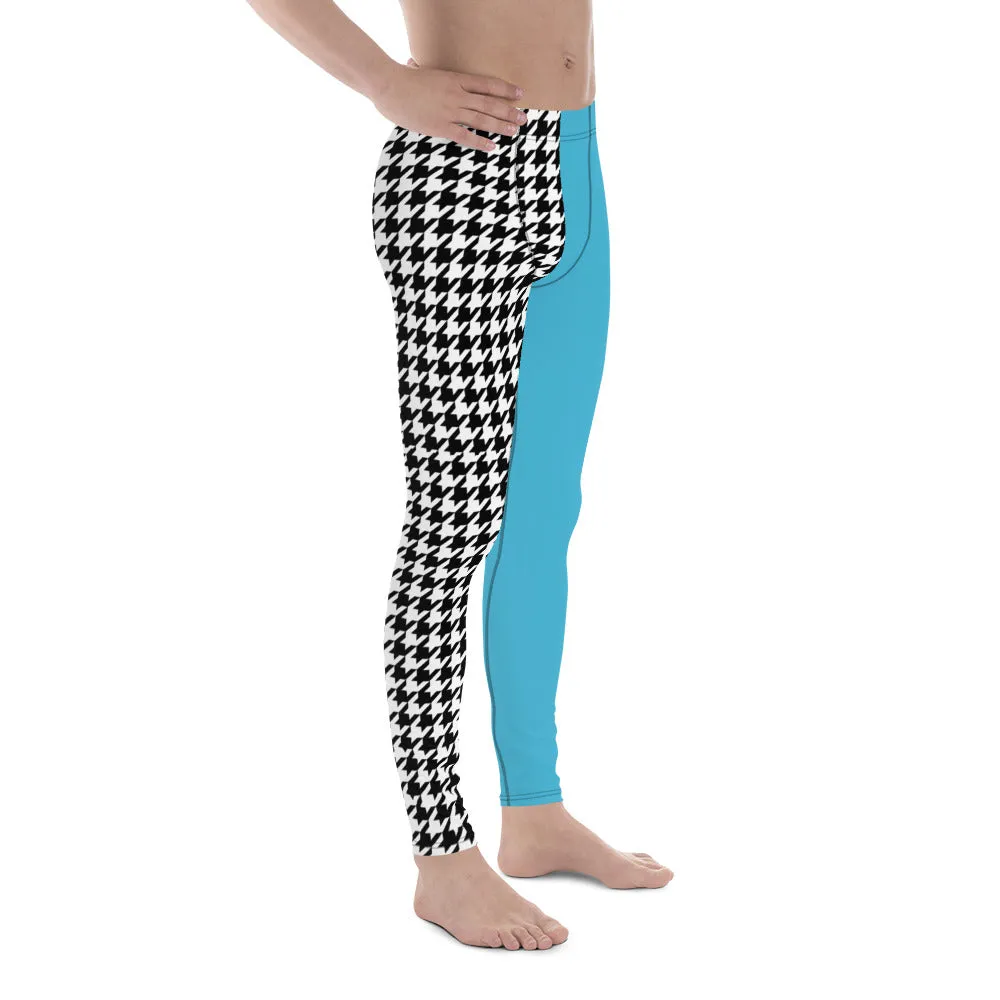 Men's Leggings Teal and Houndstooth