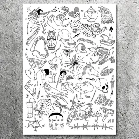 Mixed Stuff - Tattoo Art Poster Print (A4)