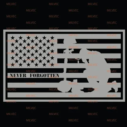 Never Forgotten in US Flag Vinyl Decal