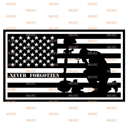 Never Forgotten in US Flag Vinyl Decal