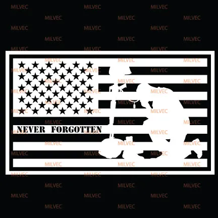 Never Forgotten in US Flag Vinyl Decal