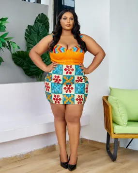 New in African Print Kente Corset Mini Dress - Afuada