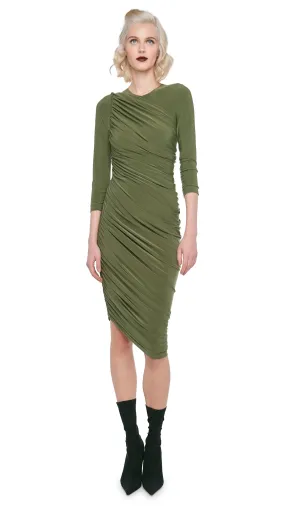 Norma Kamali LONG SLEEVE DIANA DRESS  MILITARY Green