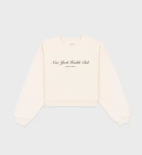 NY Health Club Cropped Crewneck - Cream/Black