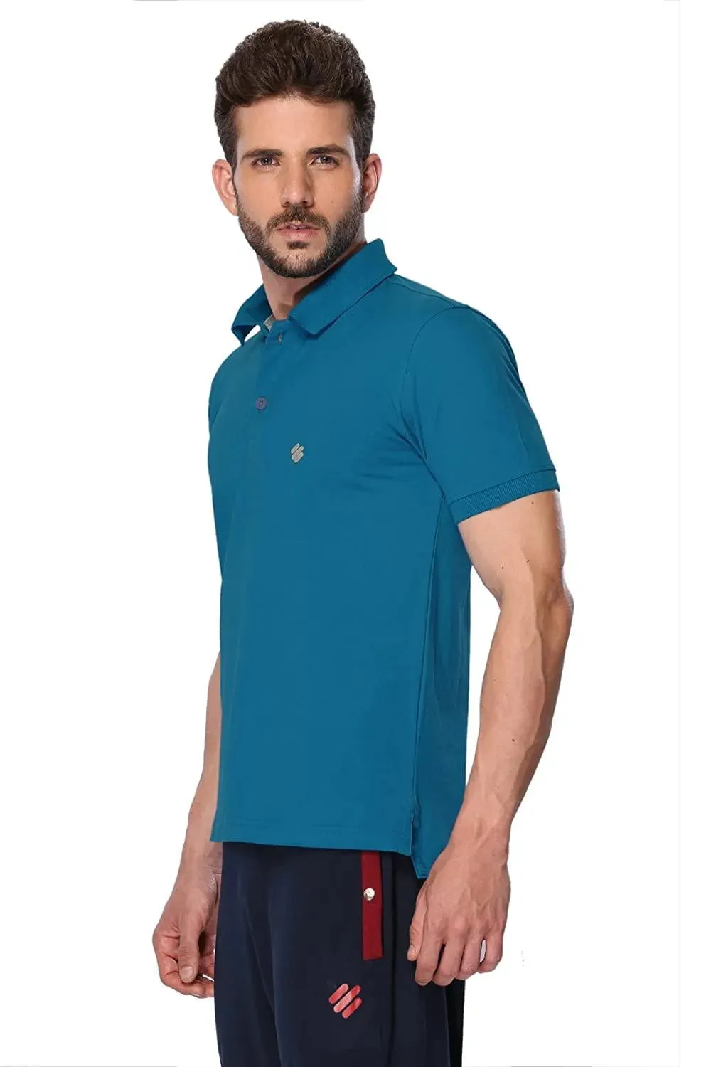 ONN Men's Cotton Polo T-Shirt (Pack of 2) in Solid Bright Blue-White colours