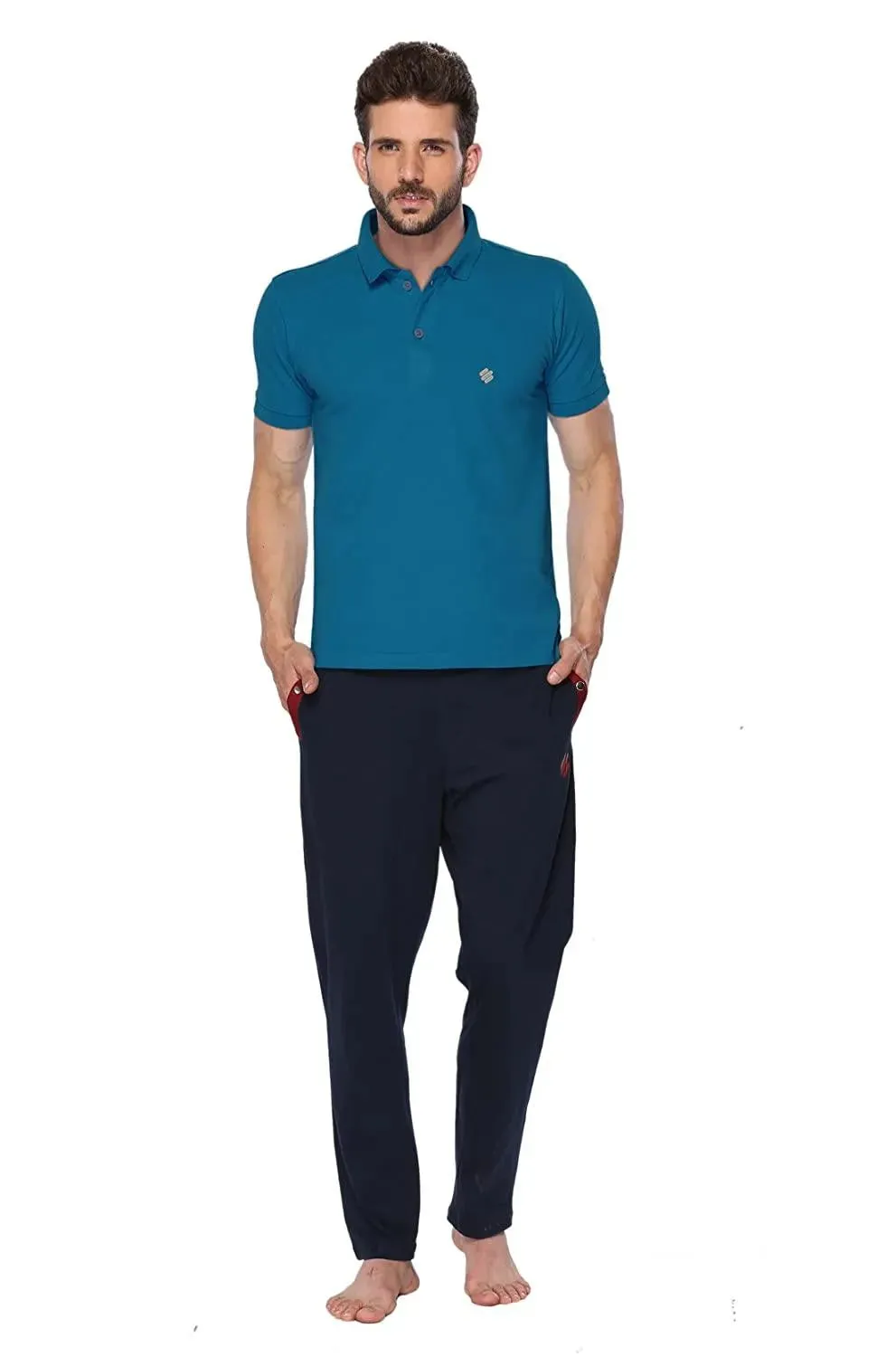 ONN Men's Cotton Polo T-Shirt (Pack of 2) in Solid Bright Blue-White colours