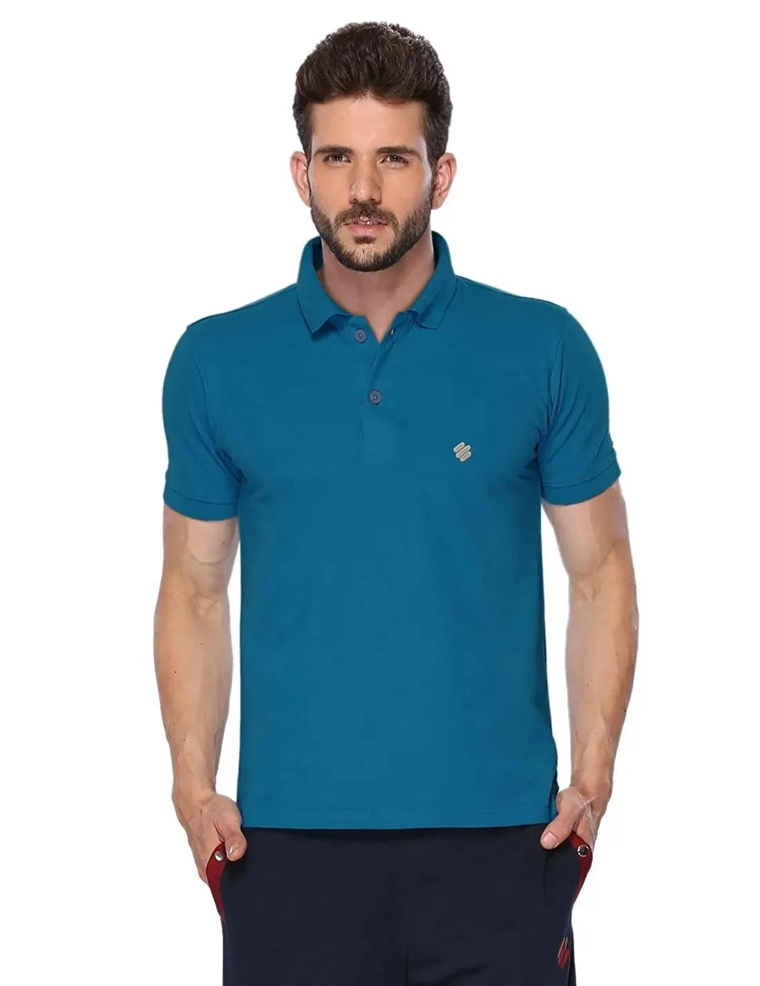 ONN Men's Cotton Polo T-Shirt (Pack of 2) in Solid Bright Blue-White colours