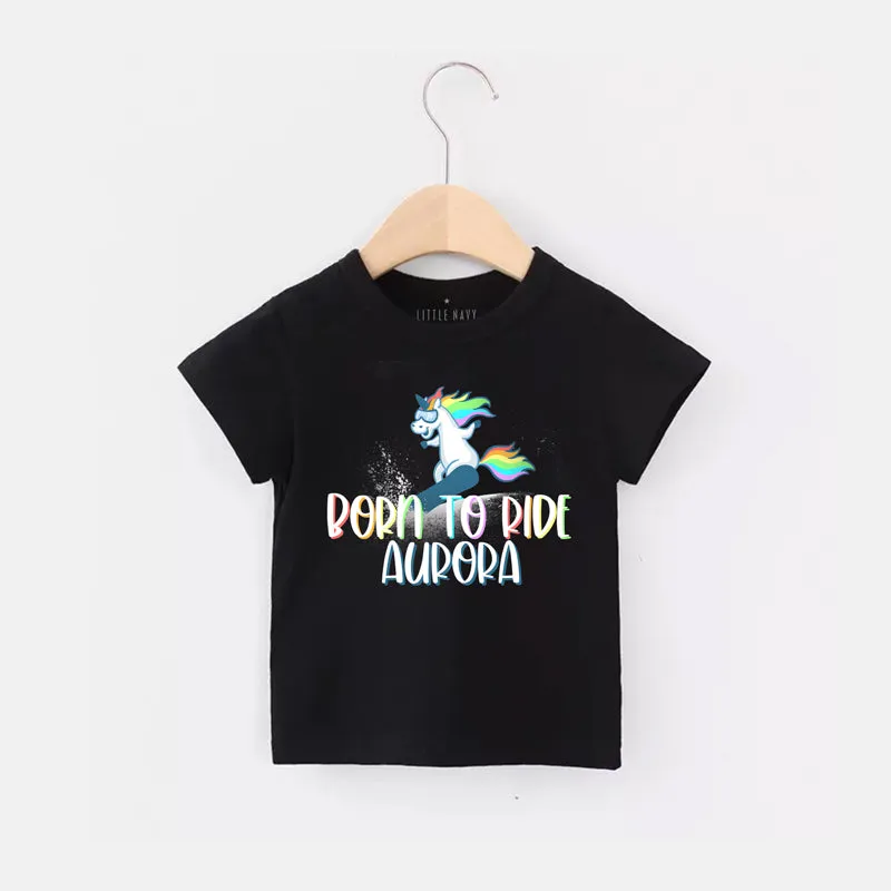 Personalized Unicorn Born to Ride T-Shirt