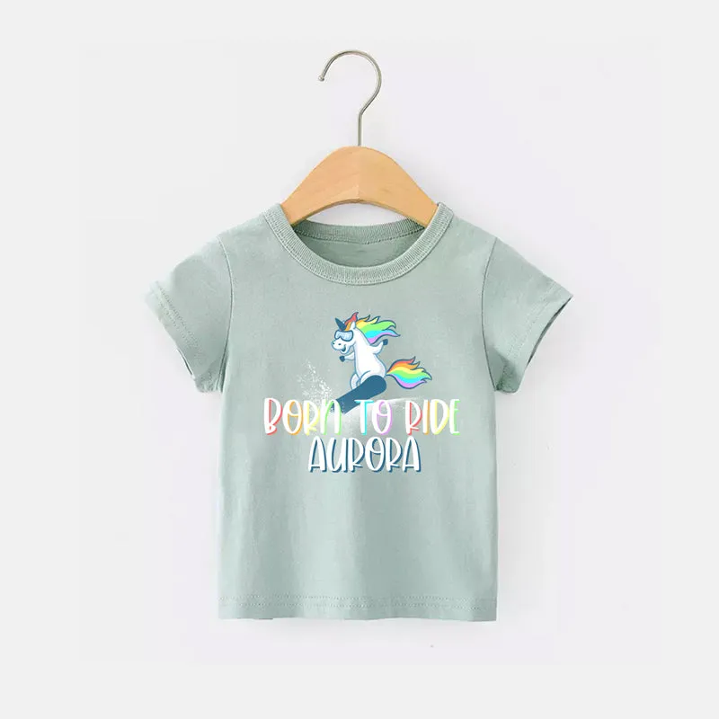 Personalized Unicorn Born to Ride T-Shirt