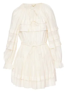 Polly Ivory Drawstring Mini Dress