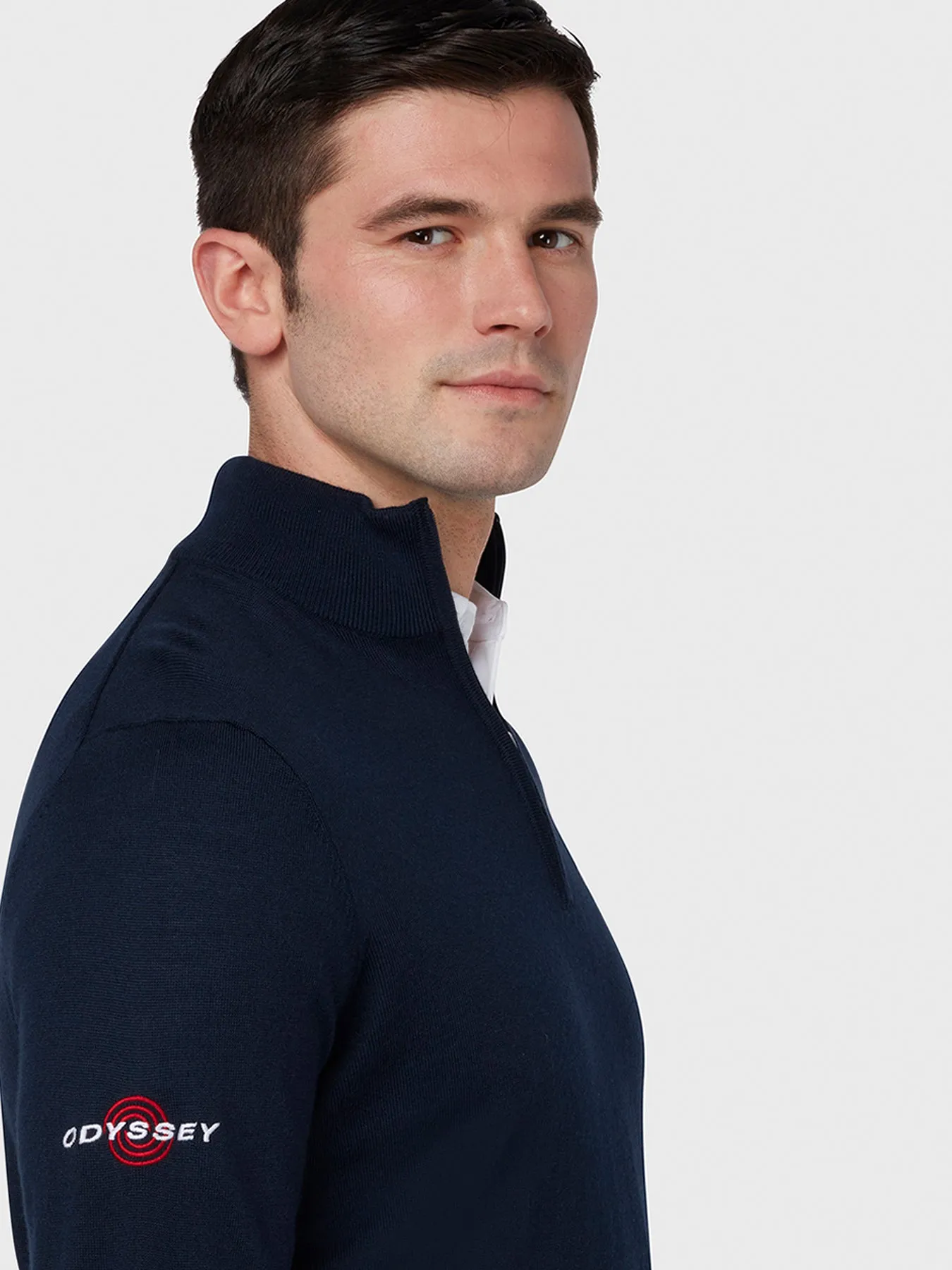 Quarter Zip Blended Merino Sweater In Navy Blue