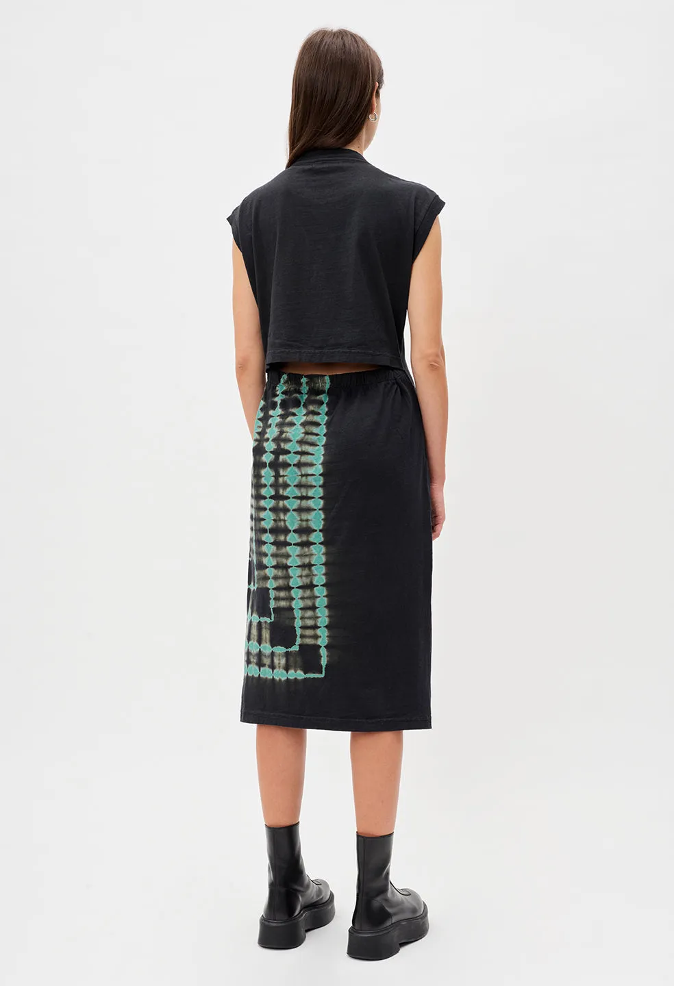 Reconstructed Tie Dye Midi Dress / Green X Black