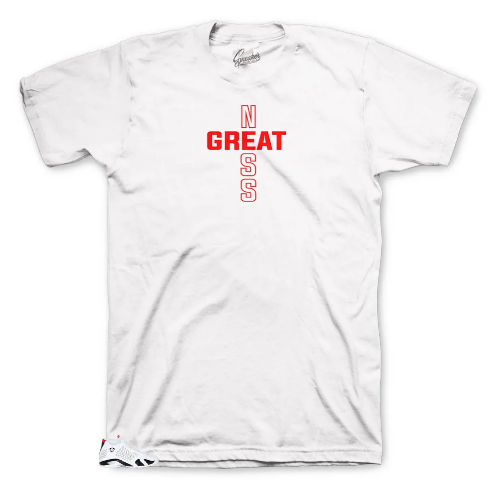 Retro 14 White Supreme Shirt - Greatness Cross - White