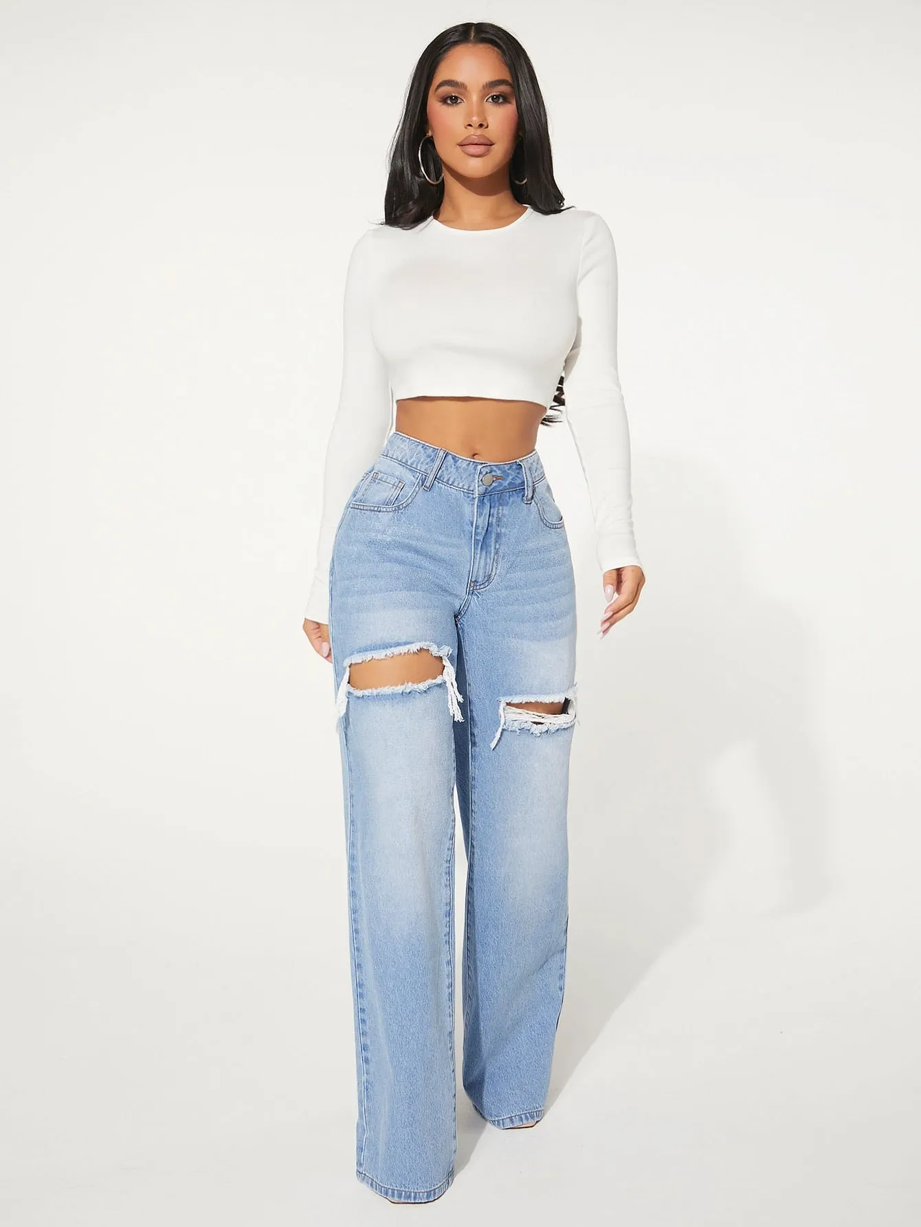 Ripped Wide Leg Jeans