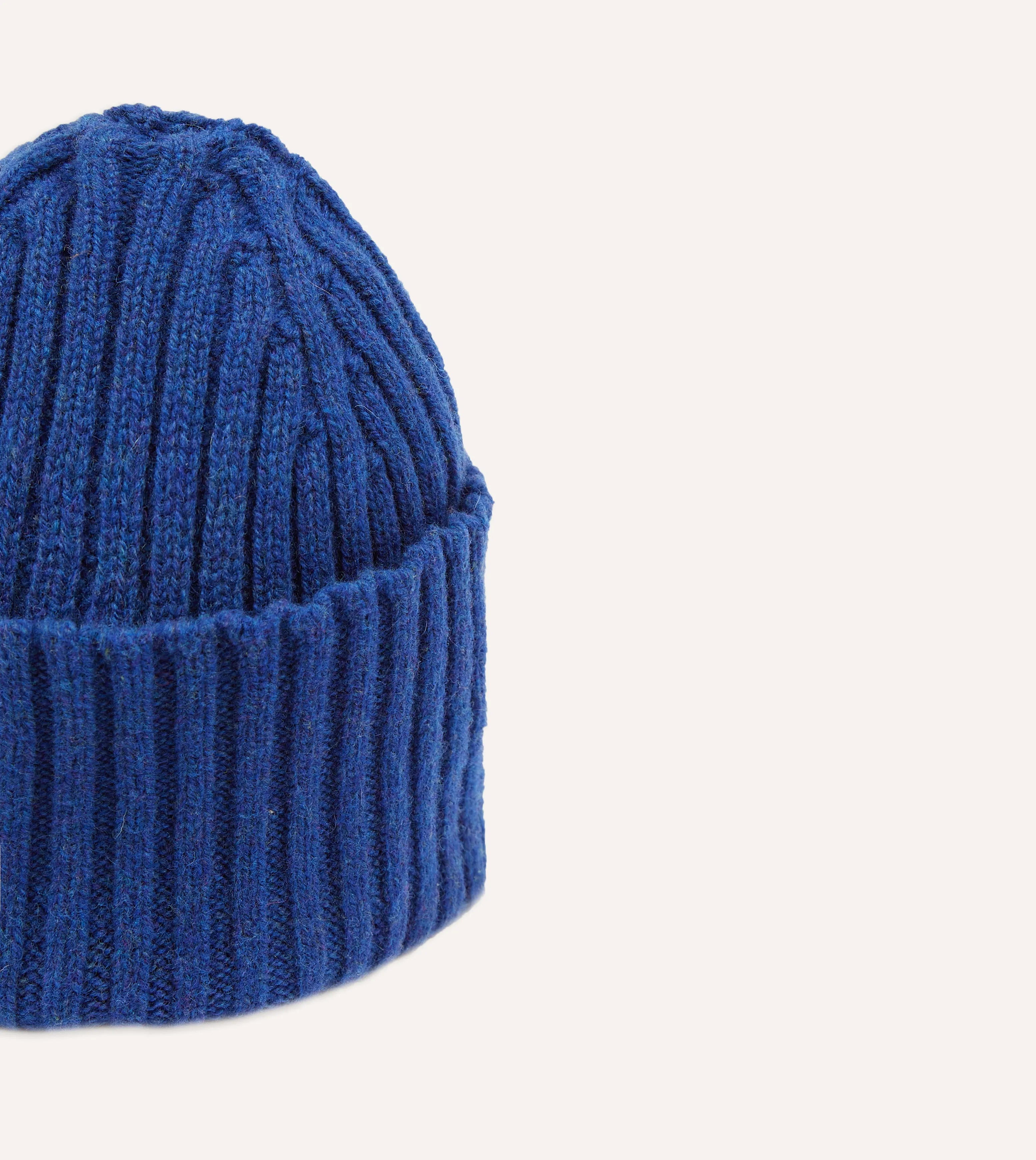 Royal Blue Lambswool Ribbed Knit Cap