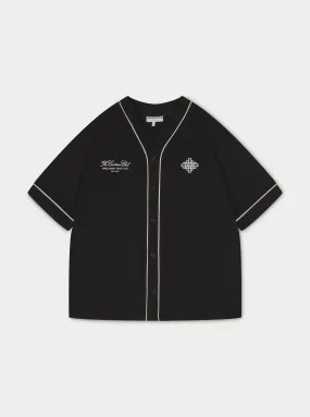 SCRIPT JERSEY BASEBALL SHIRT - BLACK