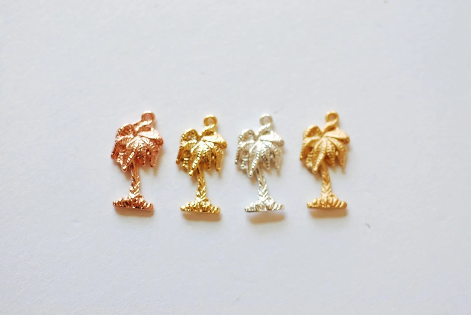 Shiny Vermeil Wholesale Gold Tropical Palm Tree Charm Pendant- 18k gold plated over Sterling Silver, Gold Coconut Tree, Gold Pine Tree Charm, 237