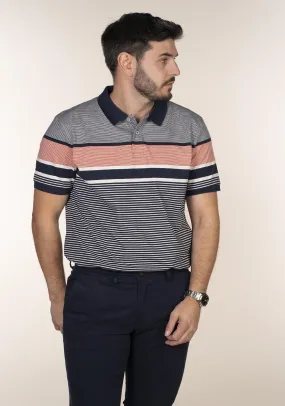 Short Sleeve Stripe Polo - Blue