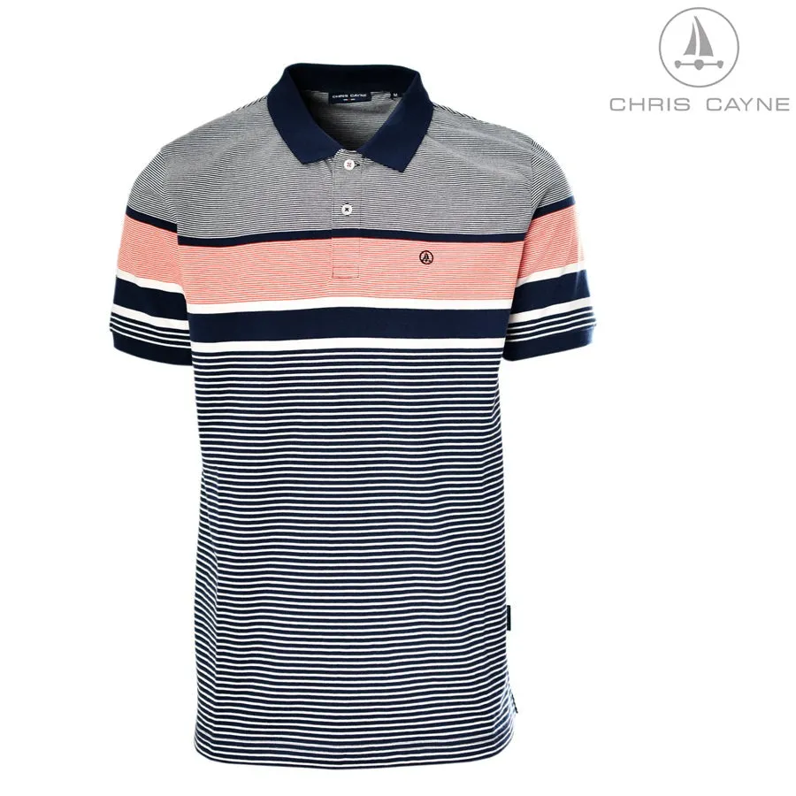 Short Sleeve Stripe Polo - Blue