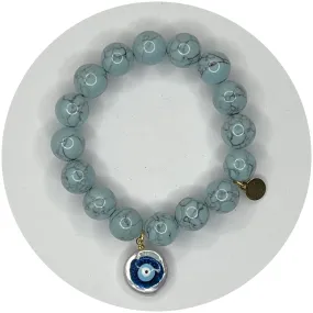 Sky Blue Howlite with Glitter Pearl Evil Eye Pendant