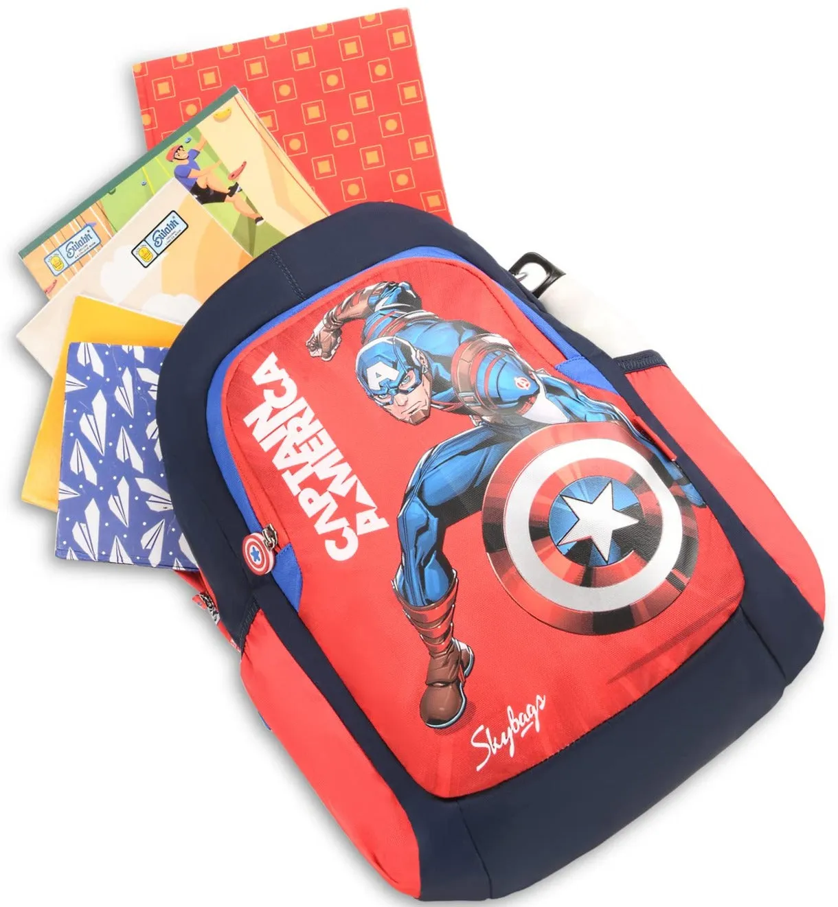 Skybags Caption America Champ  Backpack (Red And Blue)