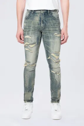 Slim Tapered Vintage Washed Jeans - Topaz Blue