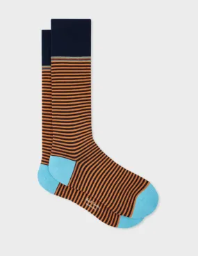 Stripe Sock | Navy & Orange