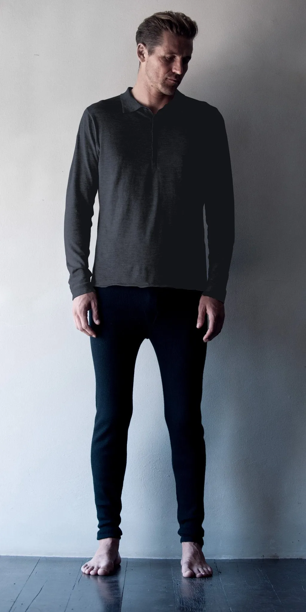 Superfine Cashmere Long-sleeve Polo