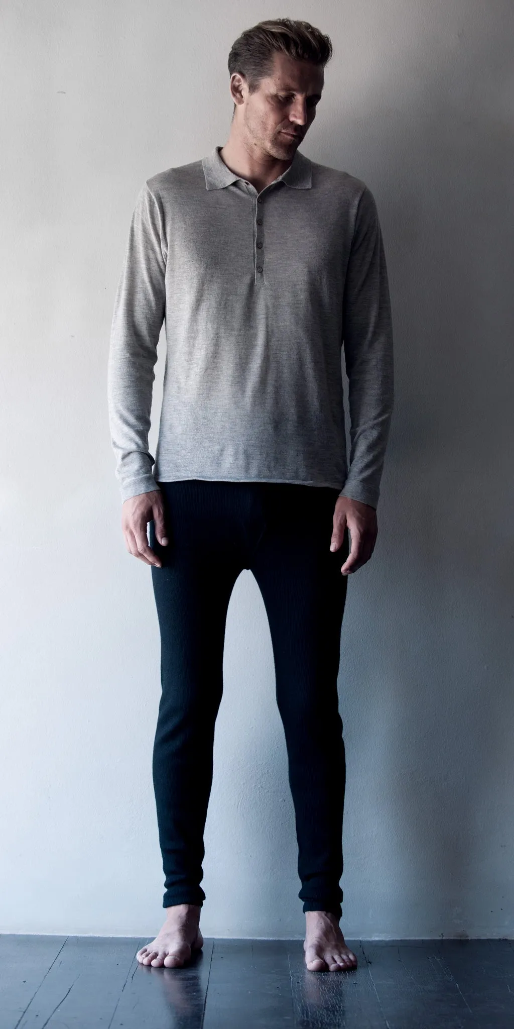 Superfine Cashmere Long-sleeve Polo